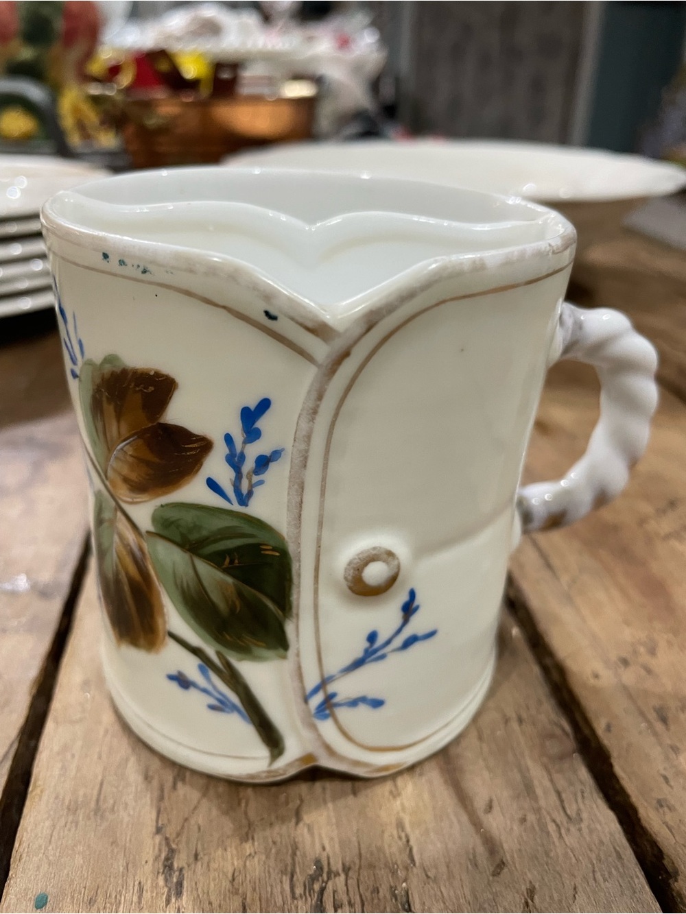 Floral Hand-Painted Ceramic Mustache Mug